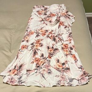 MINKPINK Tropical Floral A-Line Skirt - Pink and White